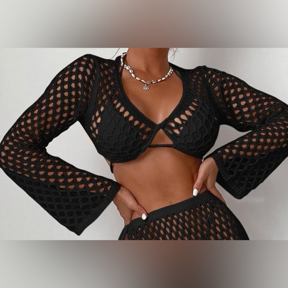 Crochet Black Knit Top